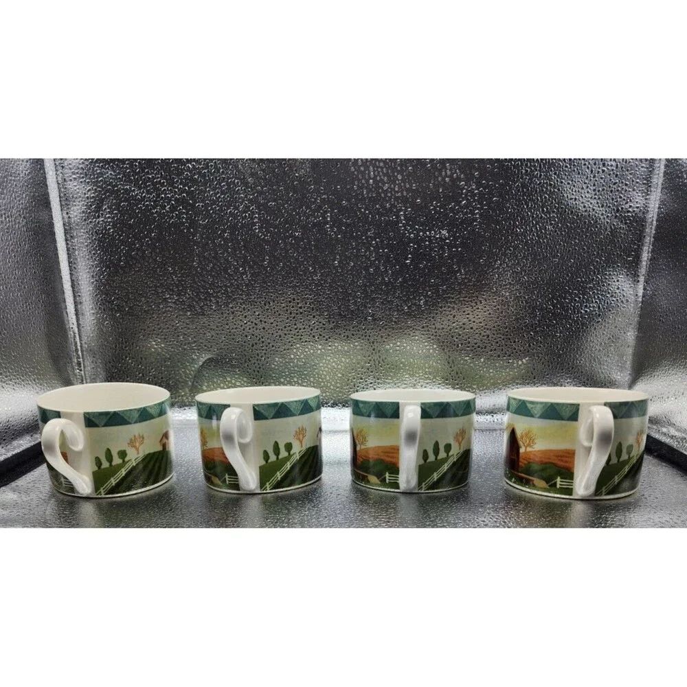 Farberware by Retroneu Country Life Cups/ Saucers Stoneware Hannah Green (8pc)